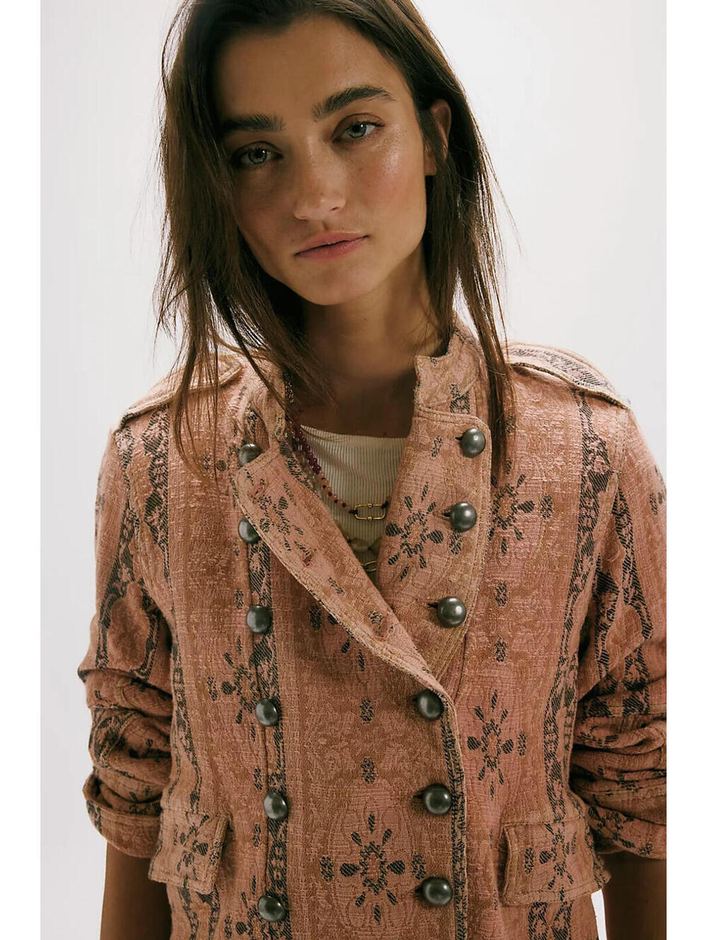 NEW, Free people Lotty Jacquard Jacket in Rose Smoke Sz XS #SJ2295 - Picture 3 of 9
